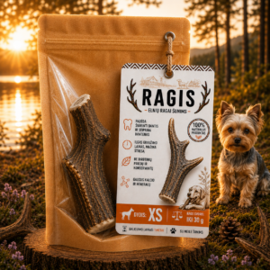Natūralūs elnių ragai šunims XS dydis (±50 g)